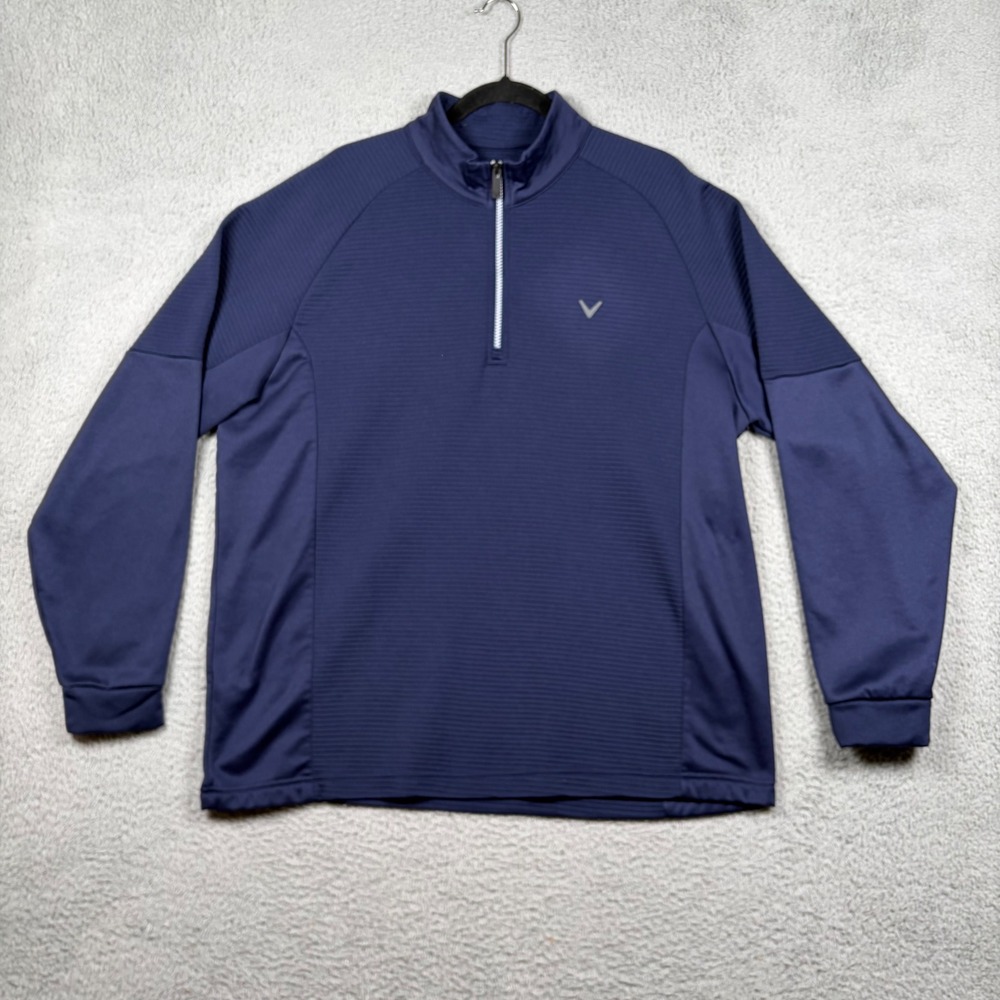 Callaway‎ Golf Opti-Dri Mens XL Quarter Zip Pullover Navy Blue Ribbed Jacket